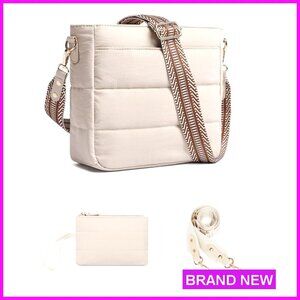 Puffer Quilted Crossbody Hobo Bag with Coin Wallet Adjustable Straps